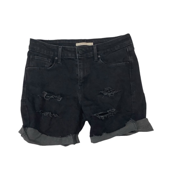 Levi’s Mid-rise Jean Shorts Sz 6 Home-made Cut-Offs Black - Picture 1 of 7
